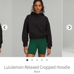 Lululemon Black Relaxed Cropped Hoodie